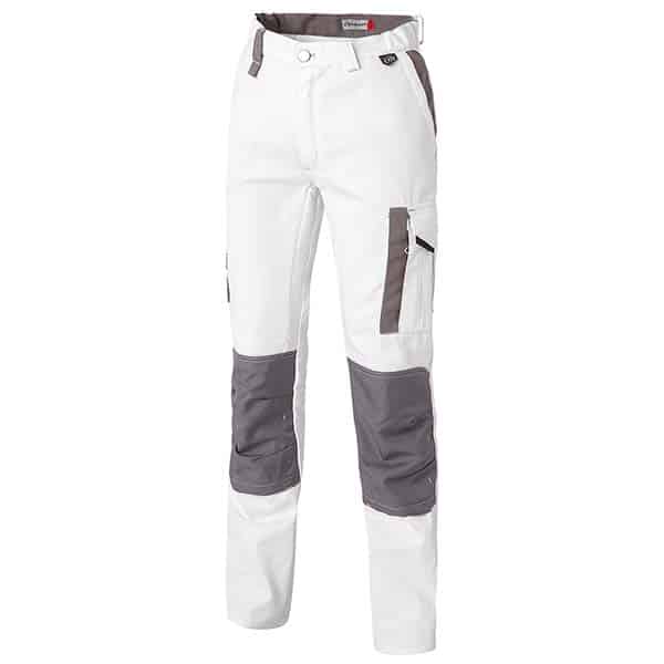 Pantalon de travail Genouillères White & Pro Molinel vue de coté avant blanc