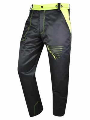 Pantalon anti coupure Prior Type A CL 1 - Francital vue de face noir et jaune fluo