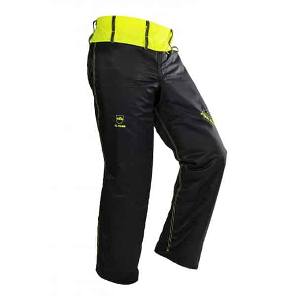 Jambière anti coupure Prior CL 1 - Francital vue de face noir et jaune fluo