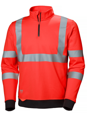 Sweat col zippé haute visibilité Addvis Helly Hansen vue de face rouge