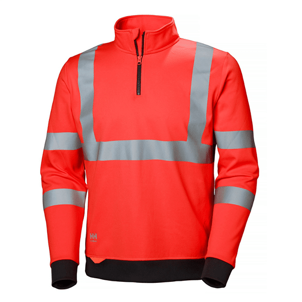 Sweat col zippé haute visibilité Addvis Helly Hansen vue de face rouge