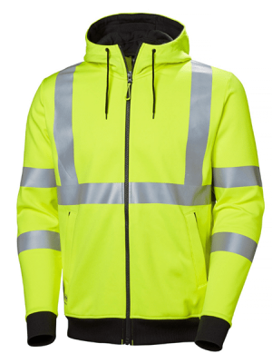 Sweat à capuche zippé haute visibilité Addvis Helly Hansen vue de face jaune