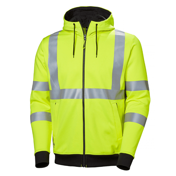 Sweat à capuche zippé haute visibilité Addvis Helly Hansen vue de face jaune
