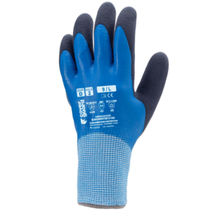 Gants enduis Eurowinter D100 5 pièces Coverguard vue du dos de la main bleu