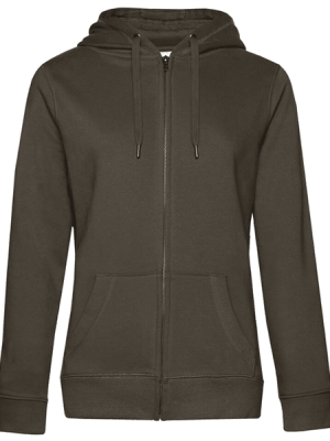 Sweat capuche zippé Queen B&C vue de face marron
