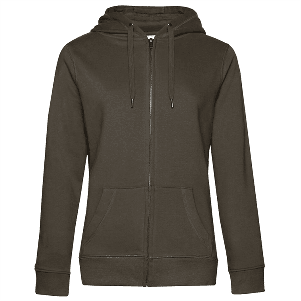 Sweat capuche zippé Queen B&C vue de face marron