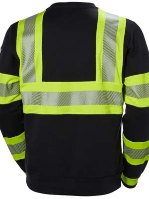 Sweat col rond haute visibilité ICU Helly Hansen vue de dos jaune fluo