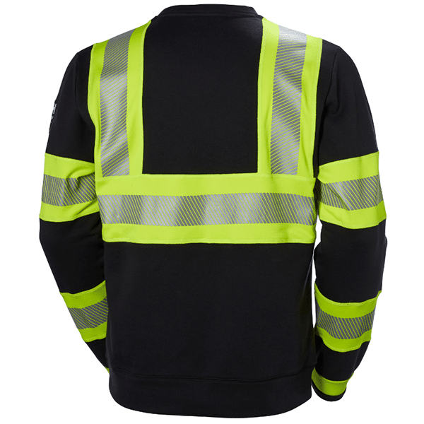 Sweat col rond haute visibilité ICU Helly Hansen vue de dos jaune fluo