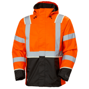 Parka haute visibilité imperméable UC-ME - Helly Hansen vue face orange noir