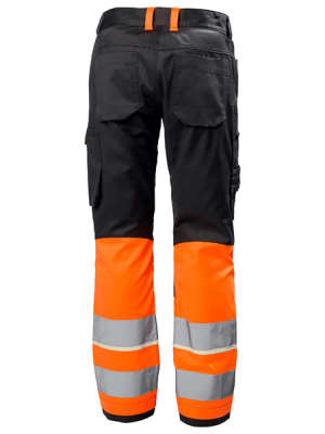 Pantalon haute visibilité UC-ME Work CL 1 Helly Hansen vu arrière noir orange