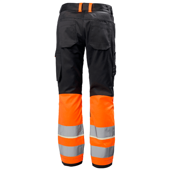 Pantalon haute visibilité UC-ME Work CL 1 Helly Hansen vu arrière noir orange