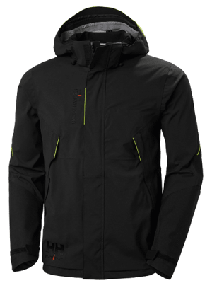 Veste imperméable Magni Evolution Helly Hansen vue de face noir vert fluo