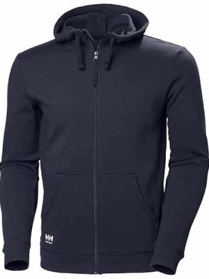 Sweat à capuche zippé Manchester Helly Hansen vu de face bleu