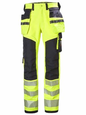 Pantalon travail haute visibilité ICU Construction CL 2 Helly Hansen vu face jaune noir