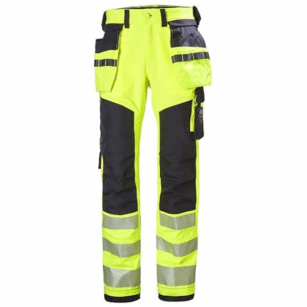 Pantalon travail haute visibilité ICU Construction CL 2 Helly Hansen vu face jaune noir
