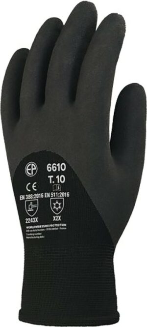 Gants enduis Eurowinter 6610 10 pièces Coverguard vue du dos de la main noir