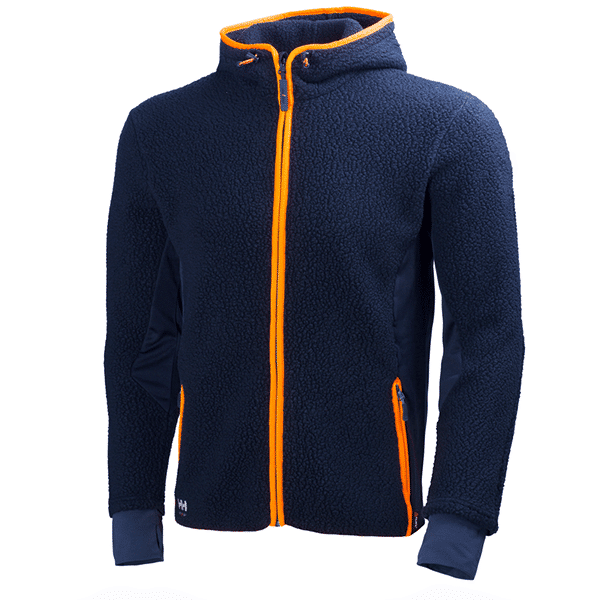 Polaire de travail à capuche Chelsea Evolution Helly Hansen vue de face bleu marine
