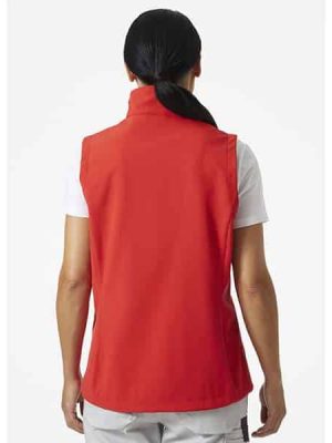 Softshell sans manche W Manchester 2.0 Helly Hansen vue de dos rouge portee