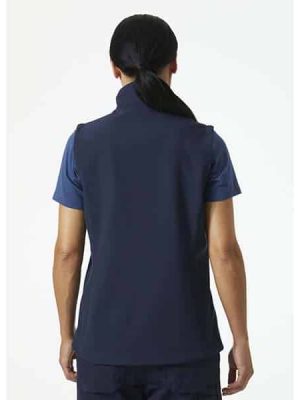 Softshell sans manche W Manchester 2.0 Helly Hansen vue de dos bleu marine portee