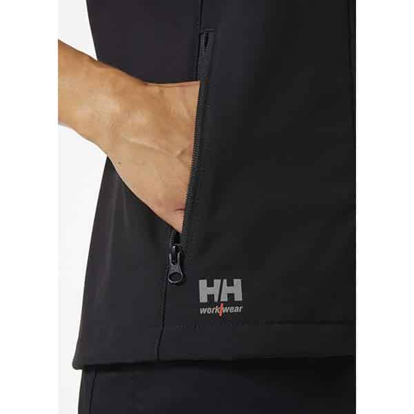 Softshell sans manche W Manchester 2.0 Helly Hansen vue zoomée sur poche noir