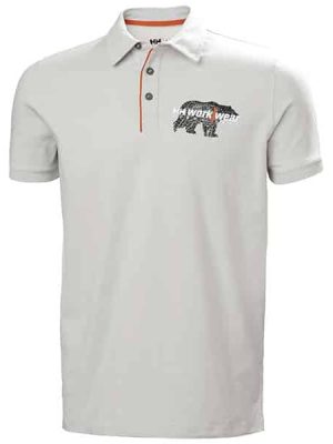 Polo de travail graphic Helly Hansen vu de face blanc