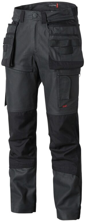 Pantalon de travail Famous force version confort denim enduit Molinel vue de coté avant noir
