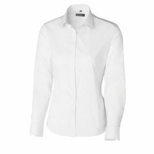 Chemise de service femme manches longues - Molinel vue de face blanc