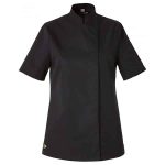Veste de cuisine Femme manches courtes Bama Molinel vue de face noir