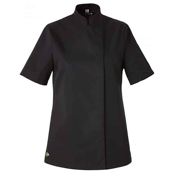 Veste de cuisine Femme manches courtes Bama Molinel vue de face noir