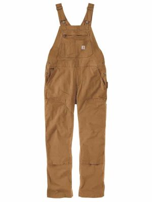 Salopette de travail femme en coton stretch Carhartt marron vue de face