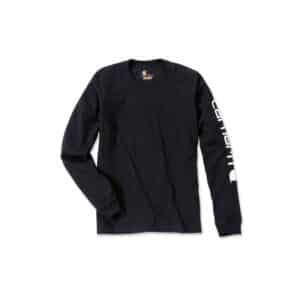 T-shirt de Travail Manches Longues Carhartt – Avec Logo sur Manche noir vue de face