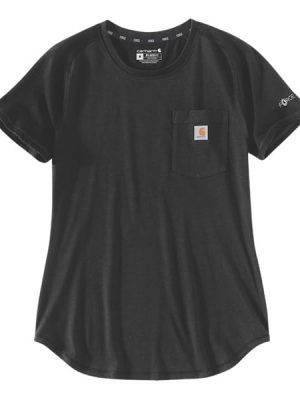 T-shirt de travail femme Force™ avec poche Carhartt noir vue de face