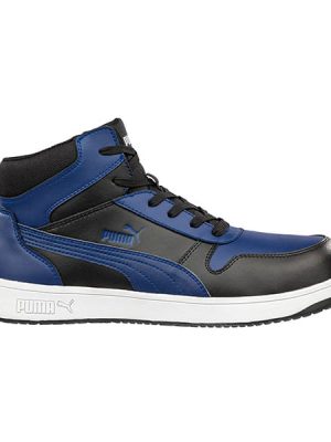 Chaussures de sécurité montantes Frontcourt Puma Safety vue de cote droit nori et bleu