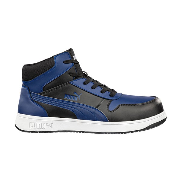 Chaussures de sécurité montantes Frontcourt Puma Safety vue de cote droit nori et bleu
